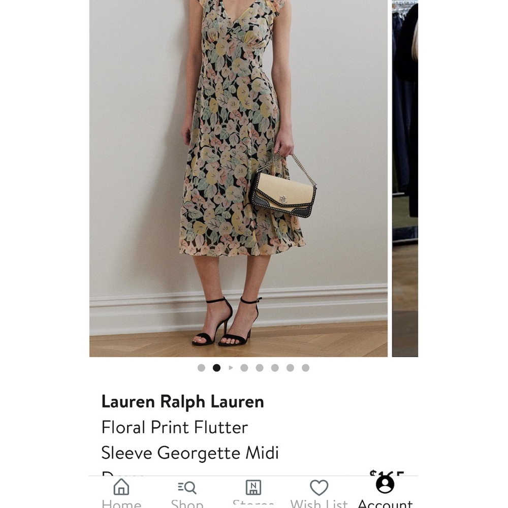 Lauren Ralph Lauren Green Cream Midi Sundress V-Neck